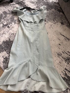Denim off shoulder dress